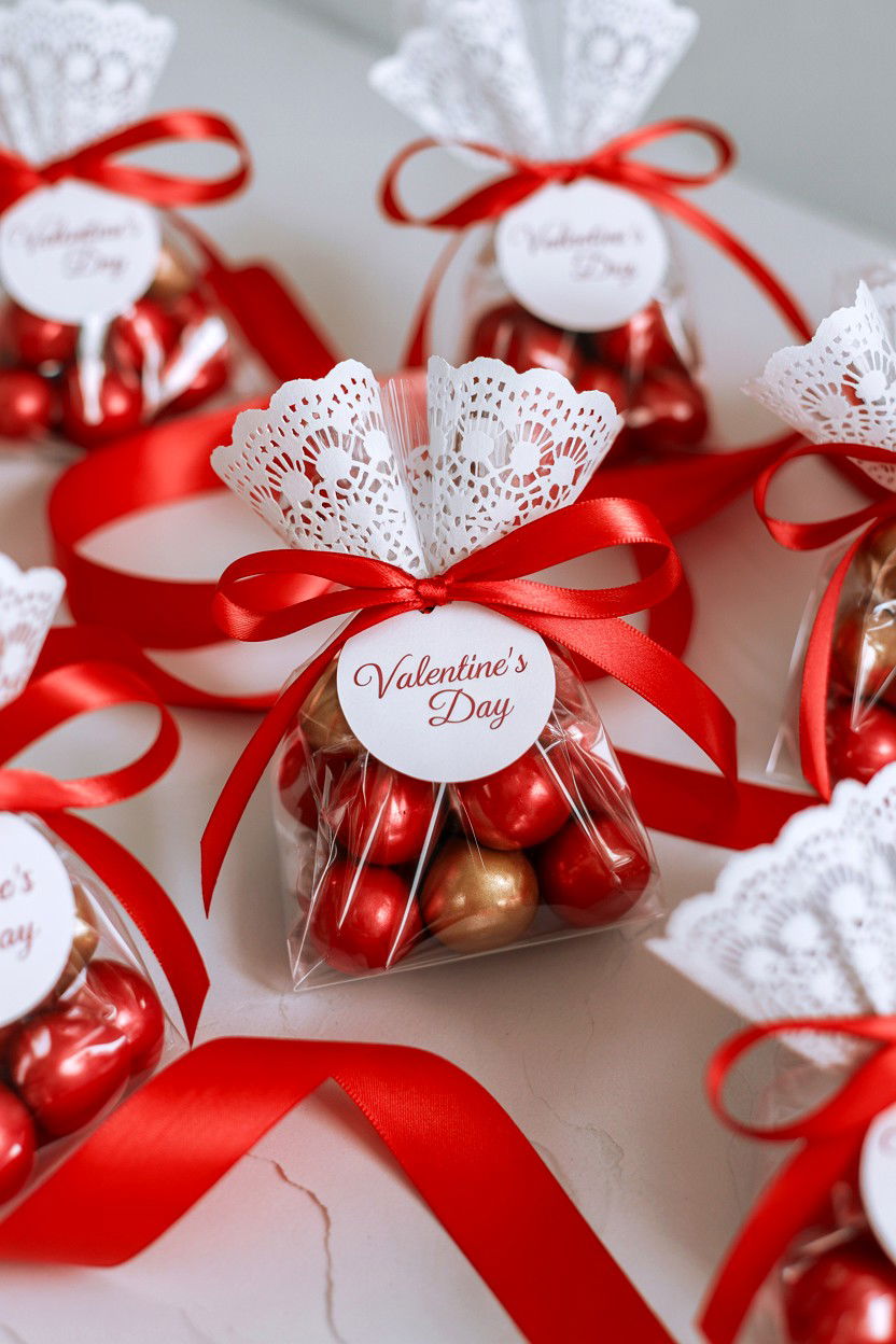 Doily Wrapped Pouches - 25 Valentine's Day Candy Bag Ideas