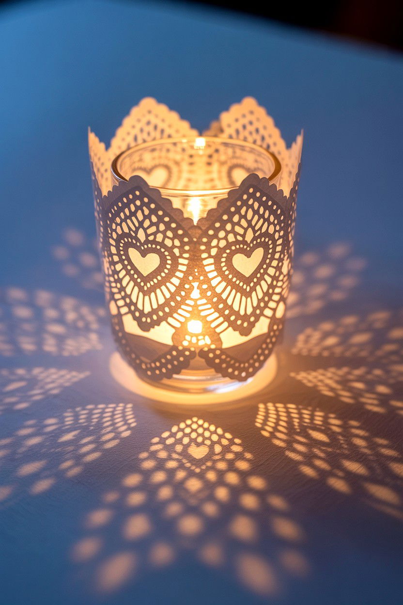 Doily tea light holder - 25 Valentine's Day Tea Light Ideas