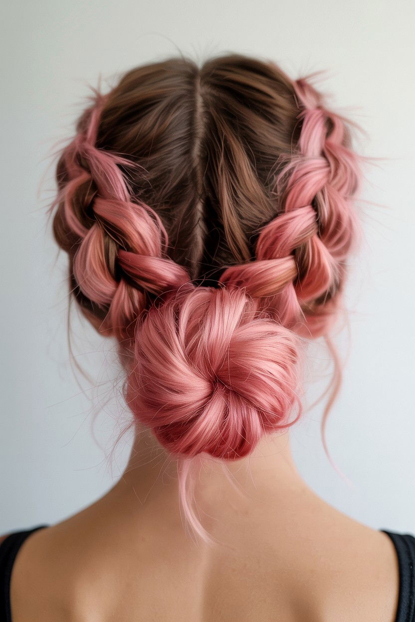 Double Braided Low Bun - 25 Valentine's Day Low Bun Hairstyles