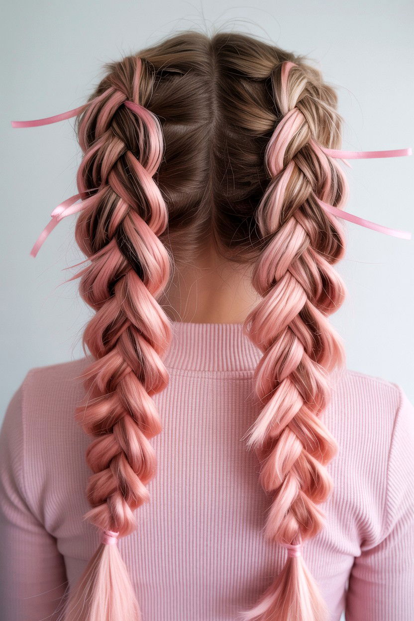 Double Dutch Braids - 25 Valentine's Day Hair Tutorials