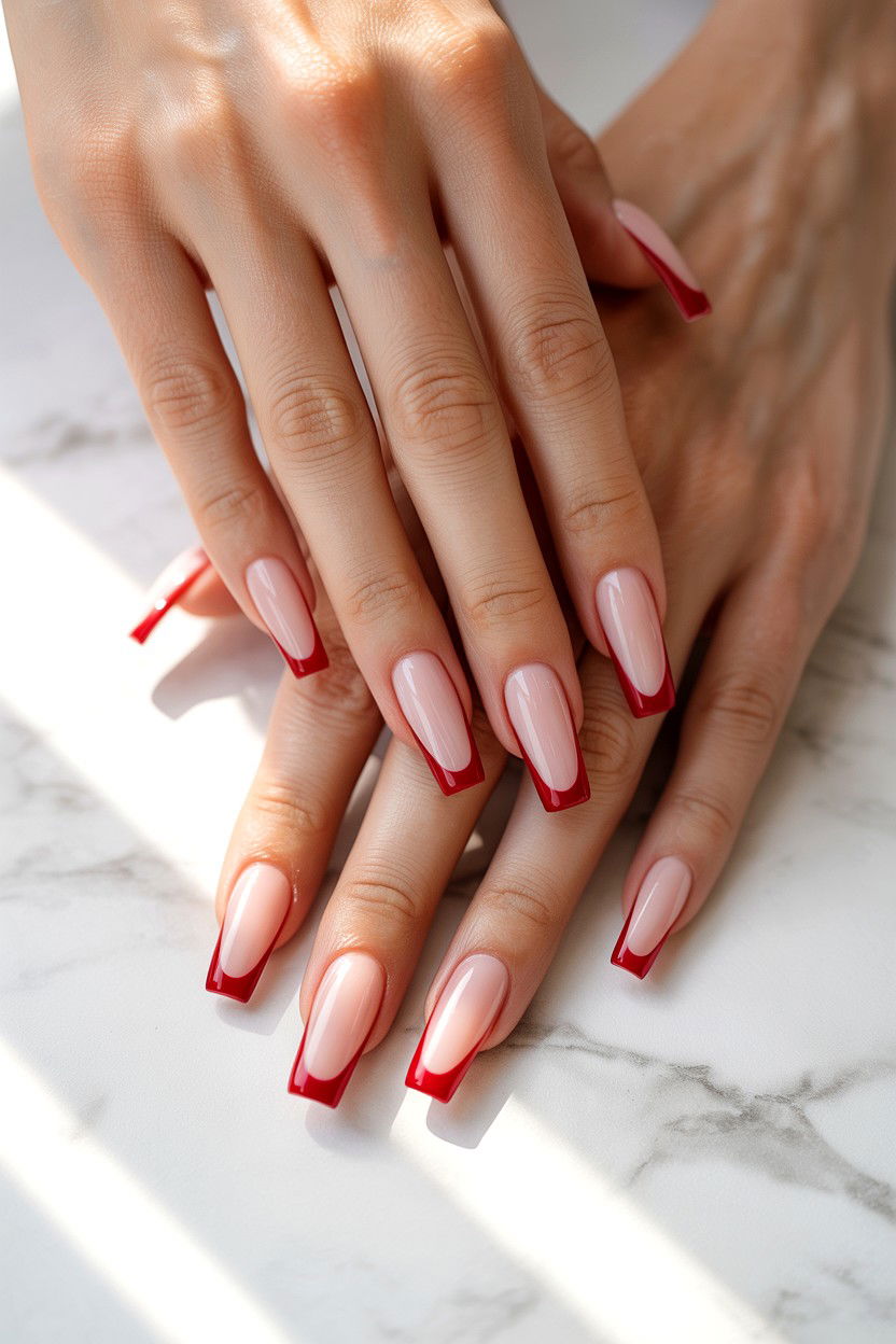 Double French Tip Valentine - 25 French Tip Valentine's Day Nails