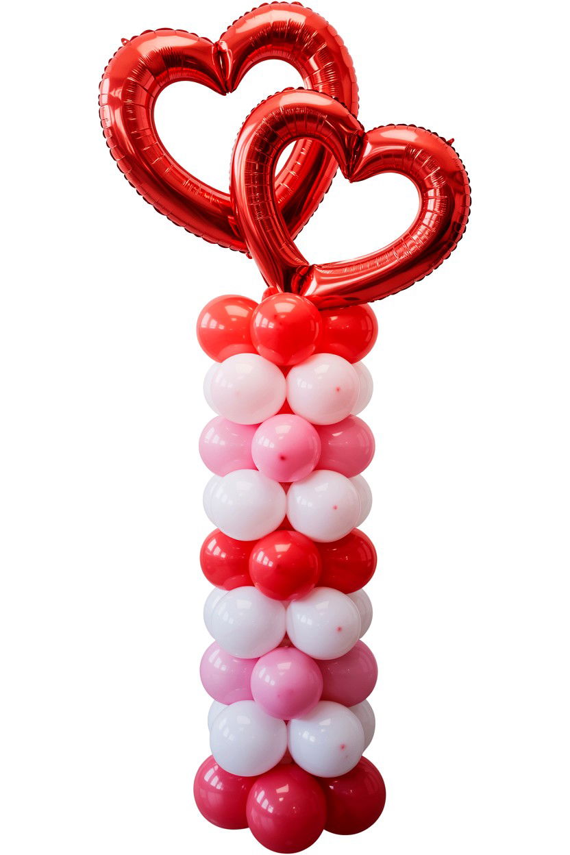 Double Heart Balloon Column - 25 Valentine's Day Balloon Column Ideas