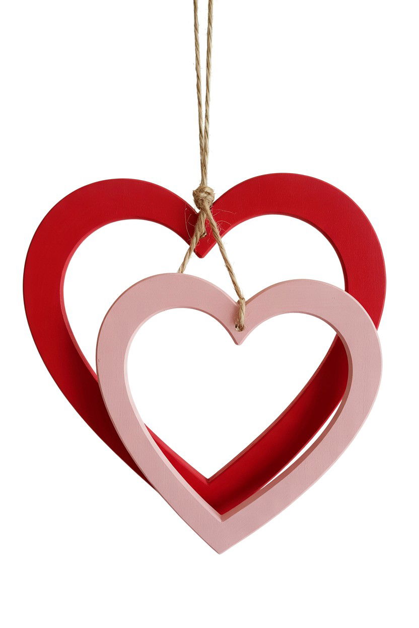 Double Heart Wood Hanger - 25 Valentine's Day Door Sign Ideas