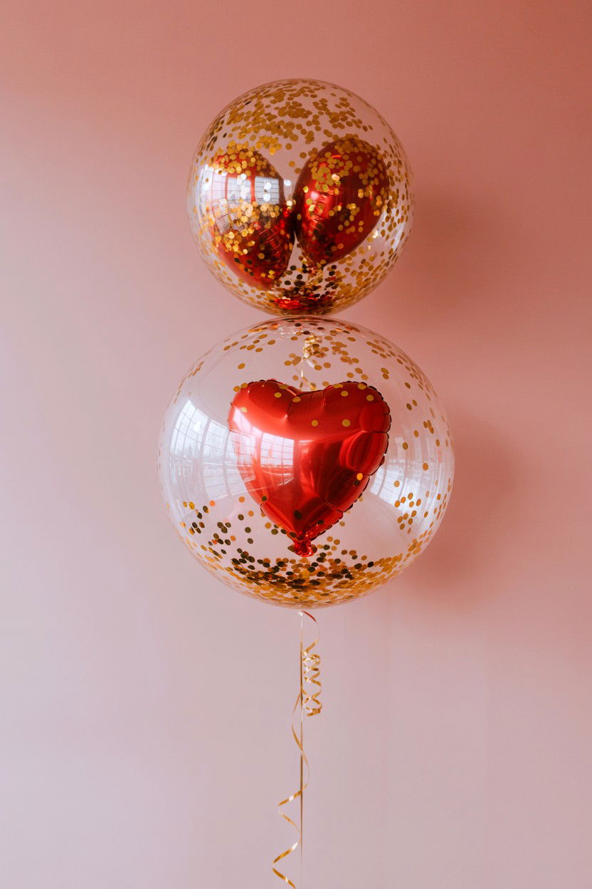 Double Layered Confetti Balloon - 25 Valentine's Day Confetti Balloon Ideas