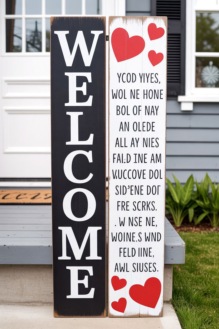 Double Sided Porch Sign - 25 Valentine's Day Porch Sign Ideas