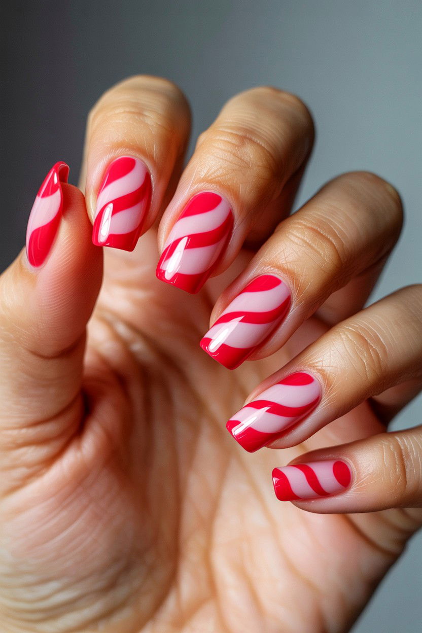 Double Swirl Nails - 25 Swirl Valentine's Day Nail Ideas
