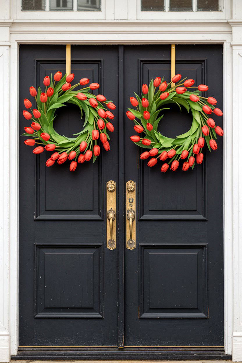 Double Tulip Wreath For Front Door - 25 Tulip Valentine's Day Wreath Ideas