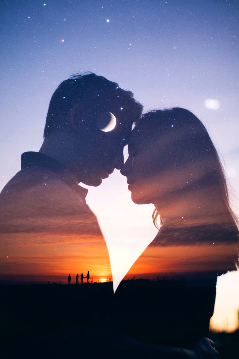 Double exposure couple portrait - 25 Valentine's Day Photo Editing Ideas