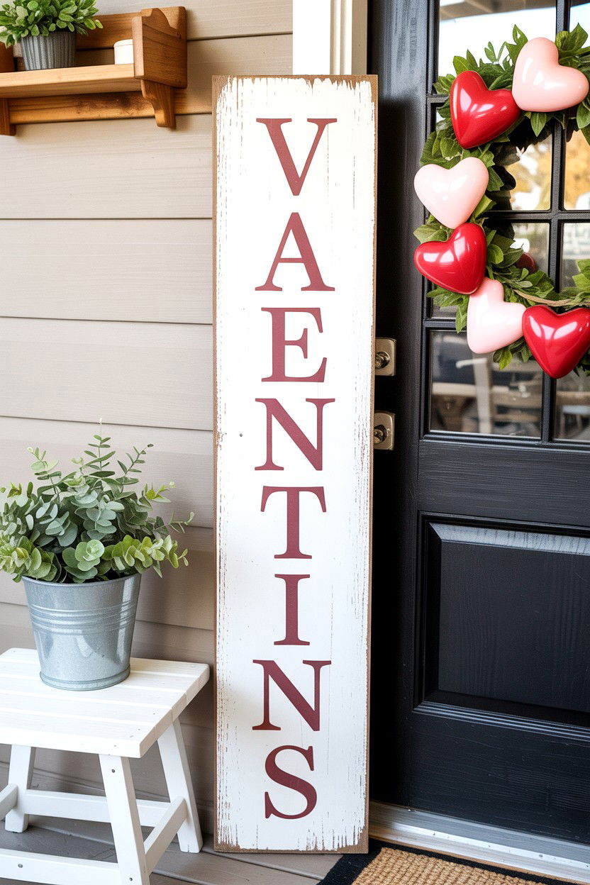 Double sided porch sign - 25 Valentine's Day Welcome Sign Ideas