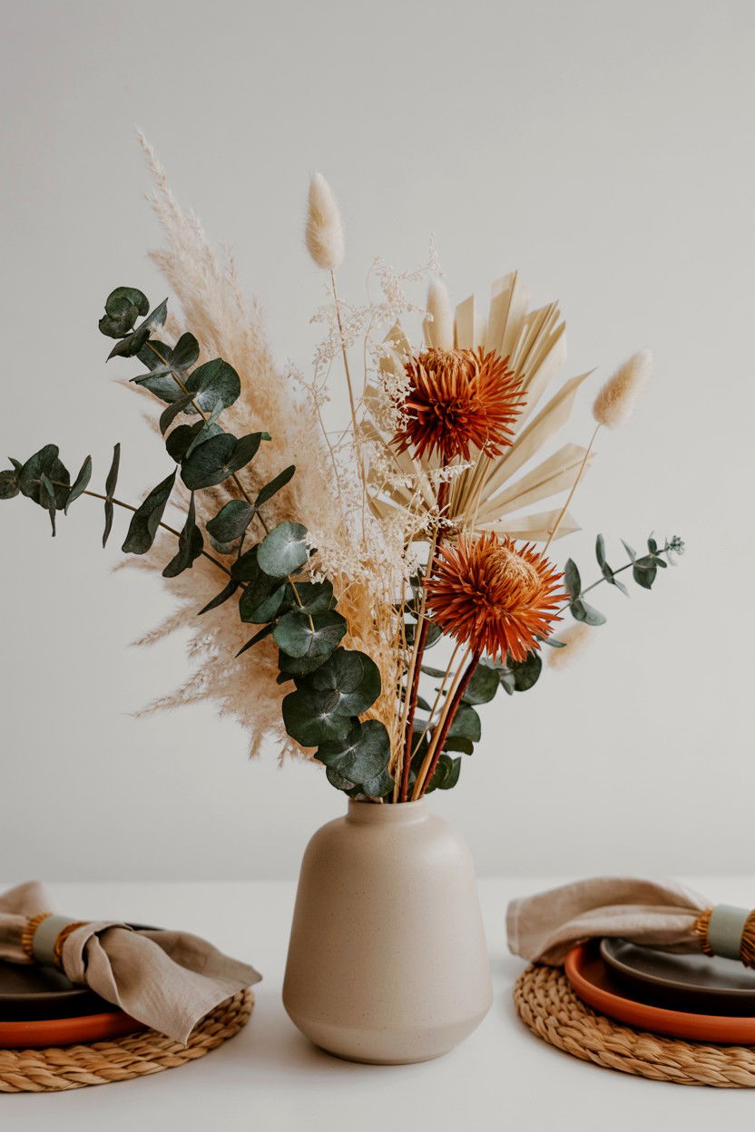 Dried Flower Arrangement - 25 Valentine's Day Table Centerpiece Ideas