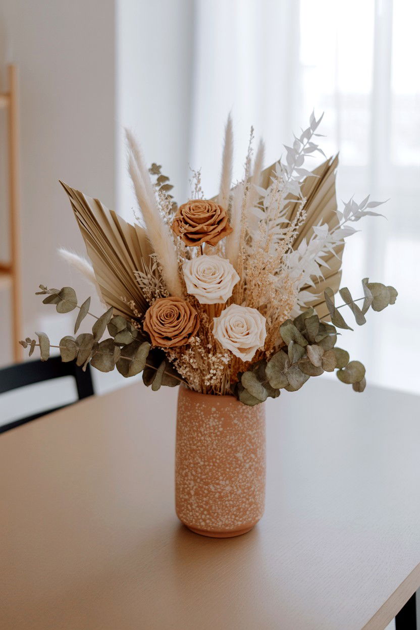 Dried Flower Arrangement - 25 Modern Valentine's Day Table Ideas