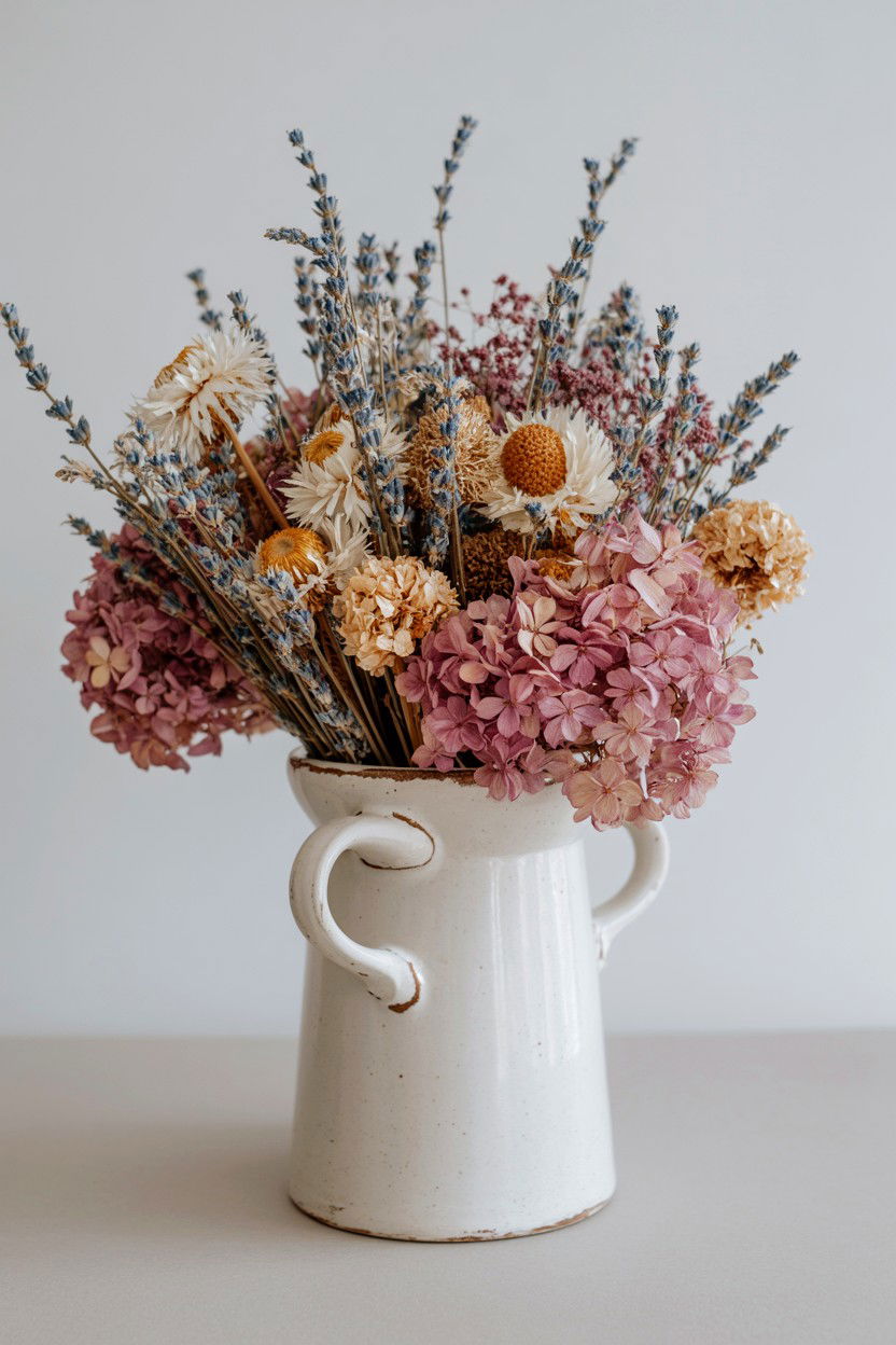 Dried Flower Bouquet - 25 Rustic Valentine's Day Decorations