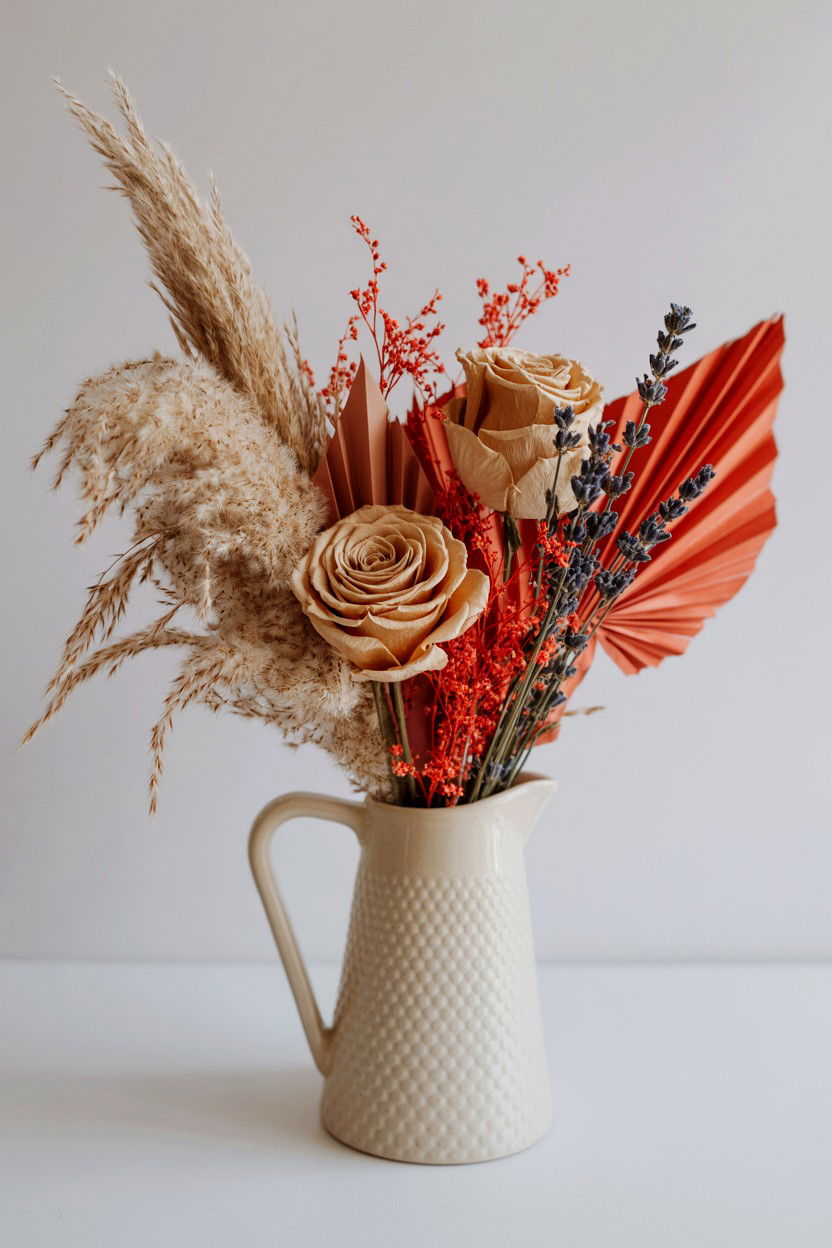 Dried Flower Bouquet - 25 Valentine's Day Flower Display Ideas