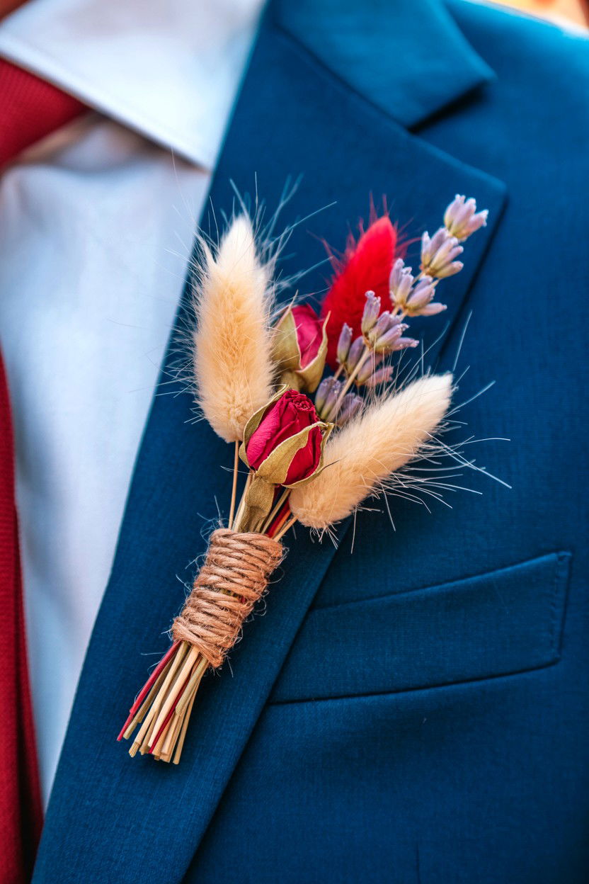 Dried Flower Boutonniere - 25 Valentine's Day Wedding Flower Ideas