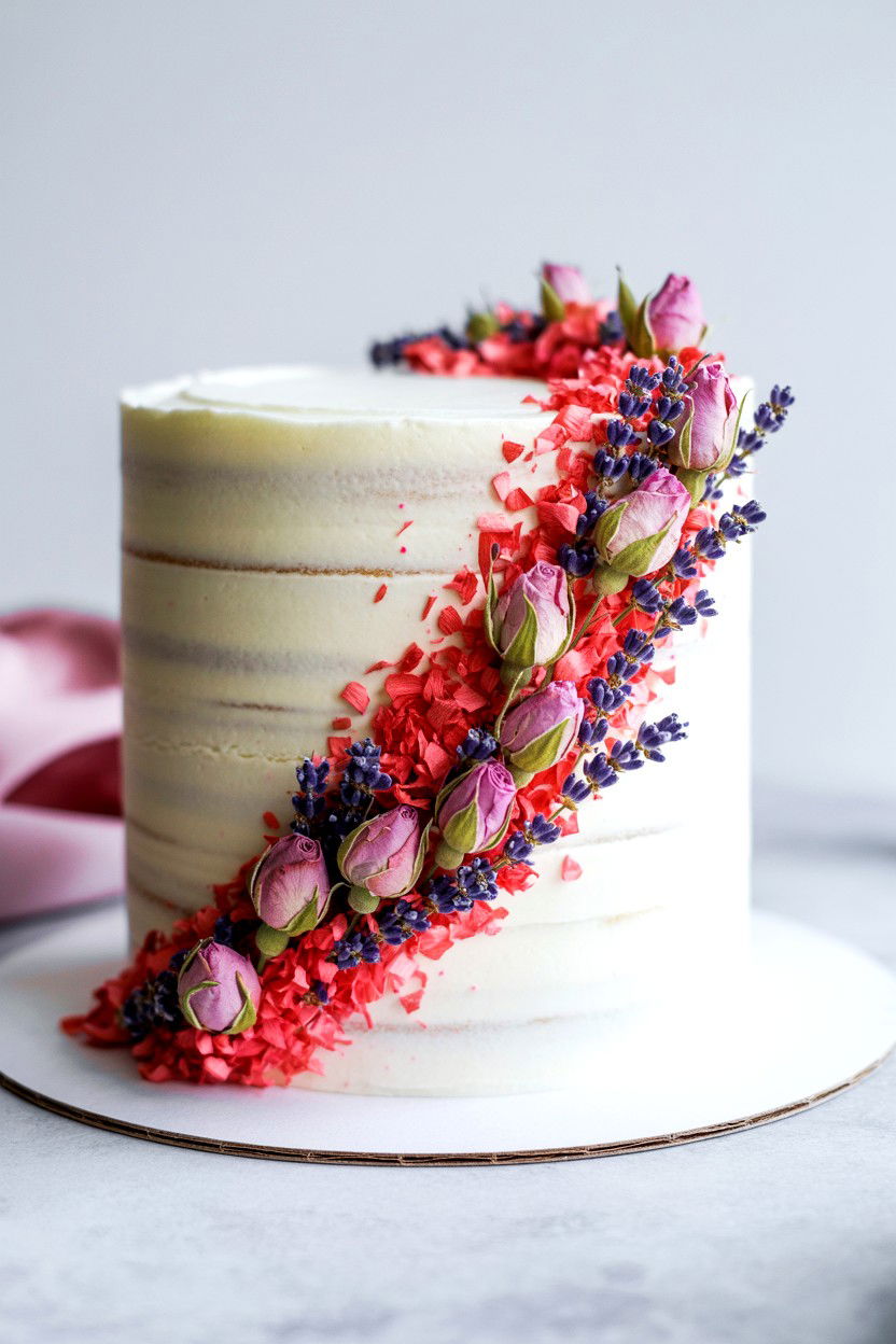 Dried Flower Cake Decor - 25 Valentine's Day Dried Flower Ideas