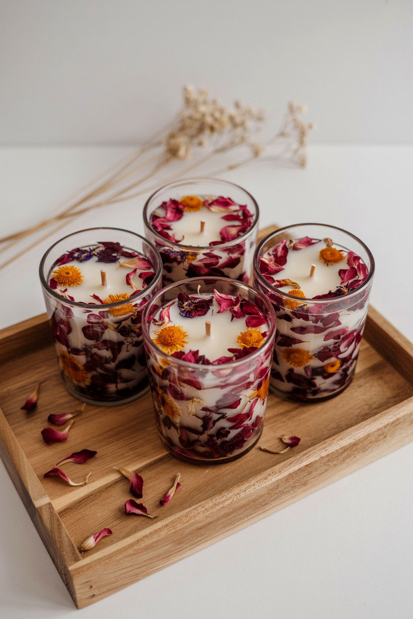 Dried Flower Candle Set - 25 Valentine's Day Candle Gift Set Ideas