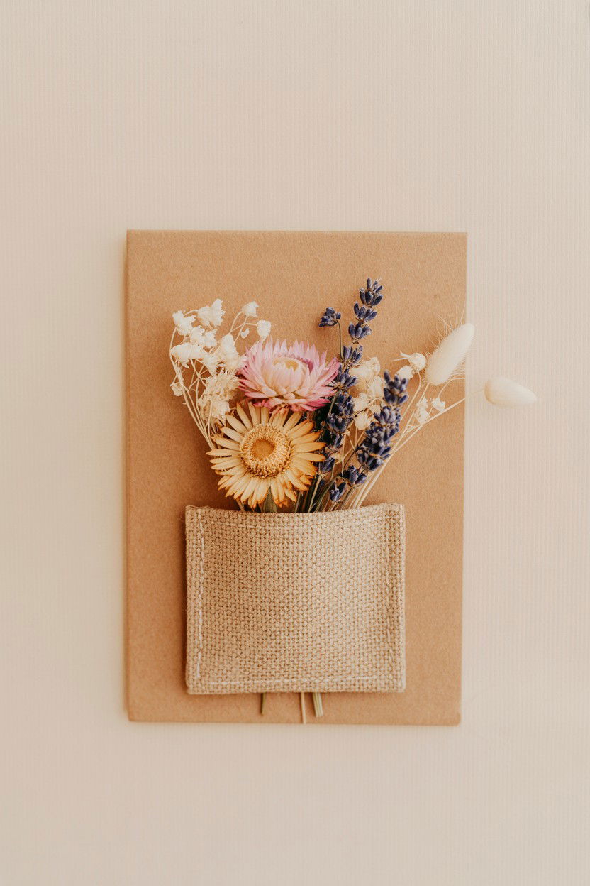 Dried Flower Fabric Pocket - 25 Valentine's Day Dried Flower Ideas