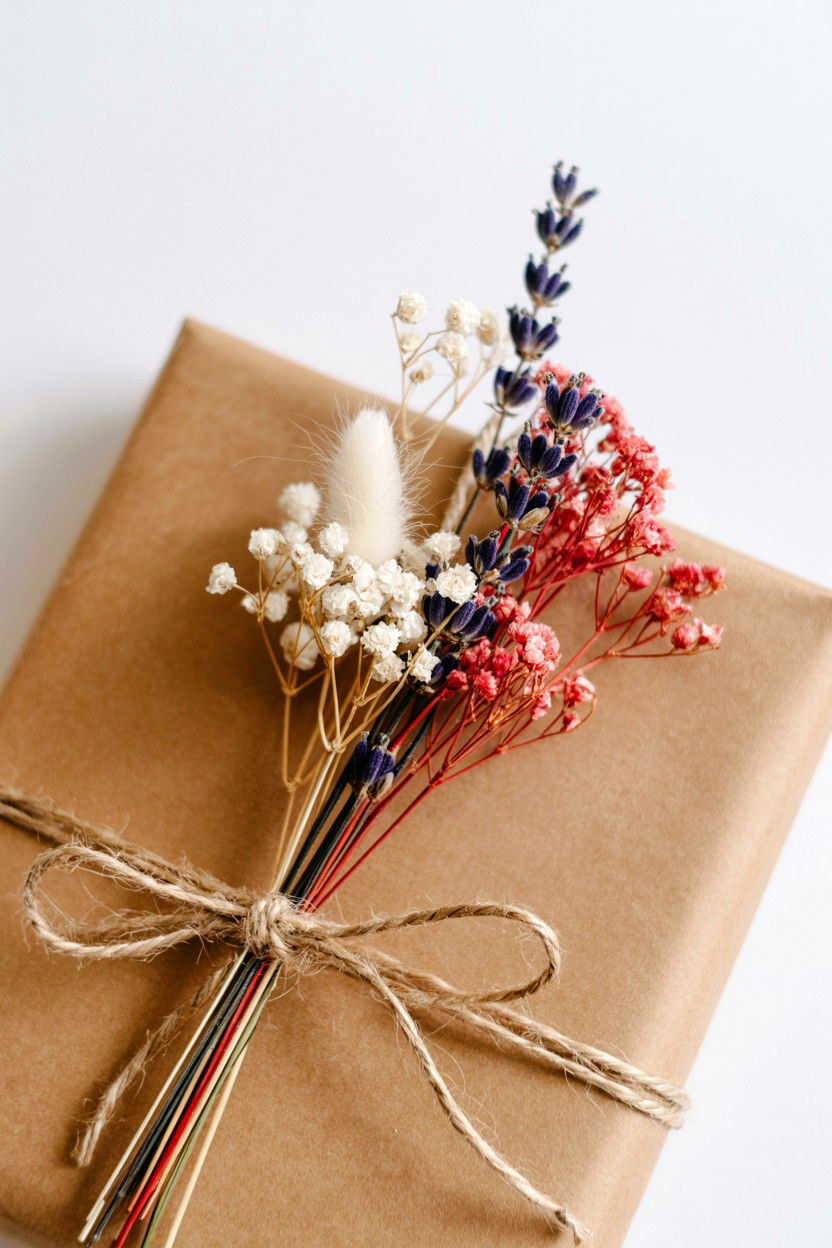 Dried Flower Gift Topper - 25 Valentine's Day Dried Flower Ideas