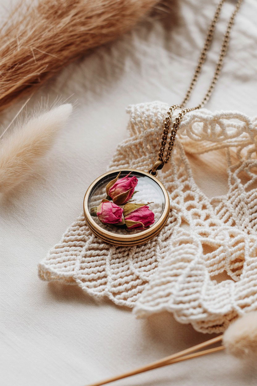 Dried Flower Glass Locket - 25 Valentine's Day Locket Ideas