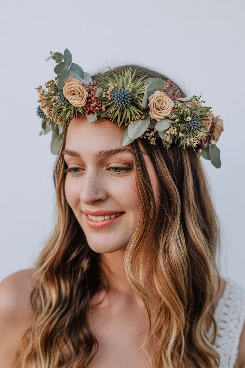 Dried Flower Hair Crown - 25 Valentine's Day Dried Flower Ideas