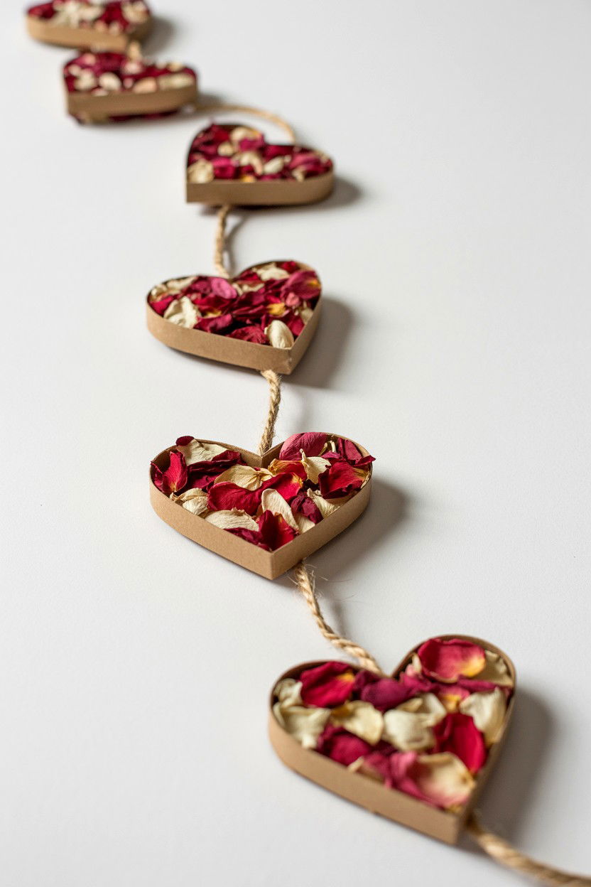 Dried Flower Heart Garland - 25 Valentine's Day Dried Flower Ideas