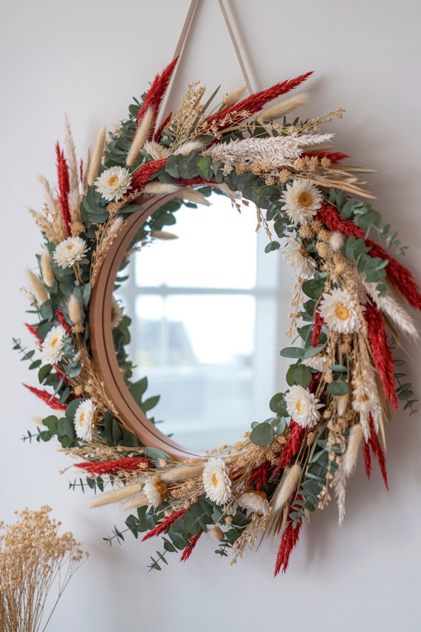 Dried Flower Mirror Frame - 25 Valentine's Day Dried Flower Ideas
