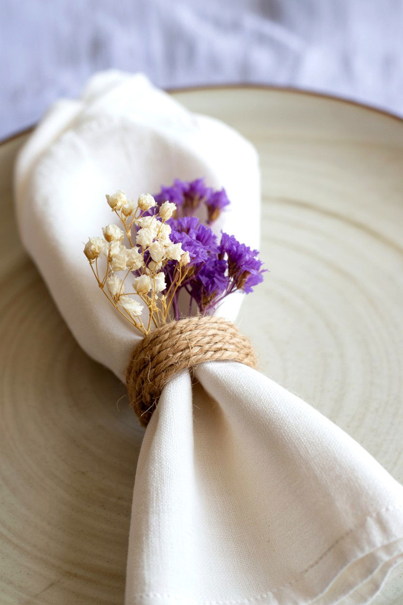 Dried Flower Napkin Ring - 25 Valentine's Day Dried Flower Ideas