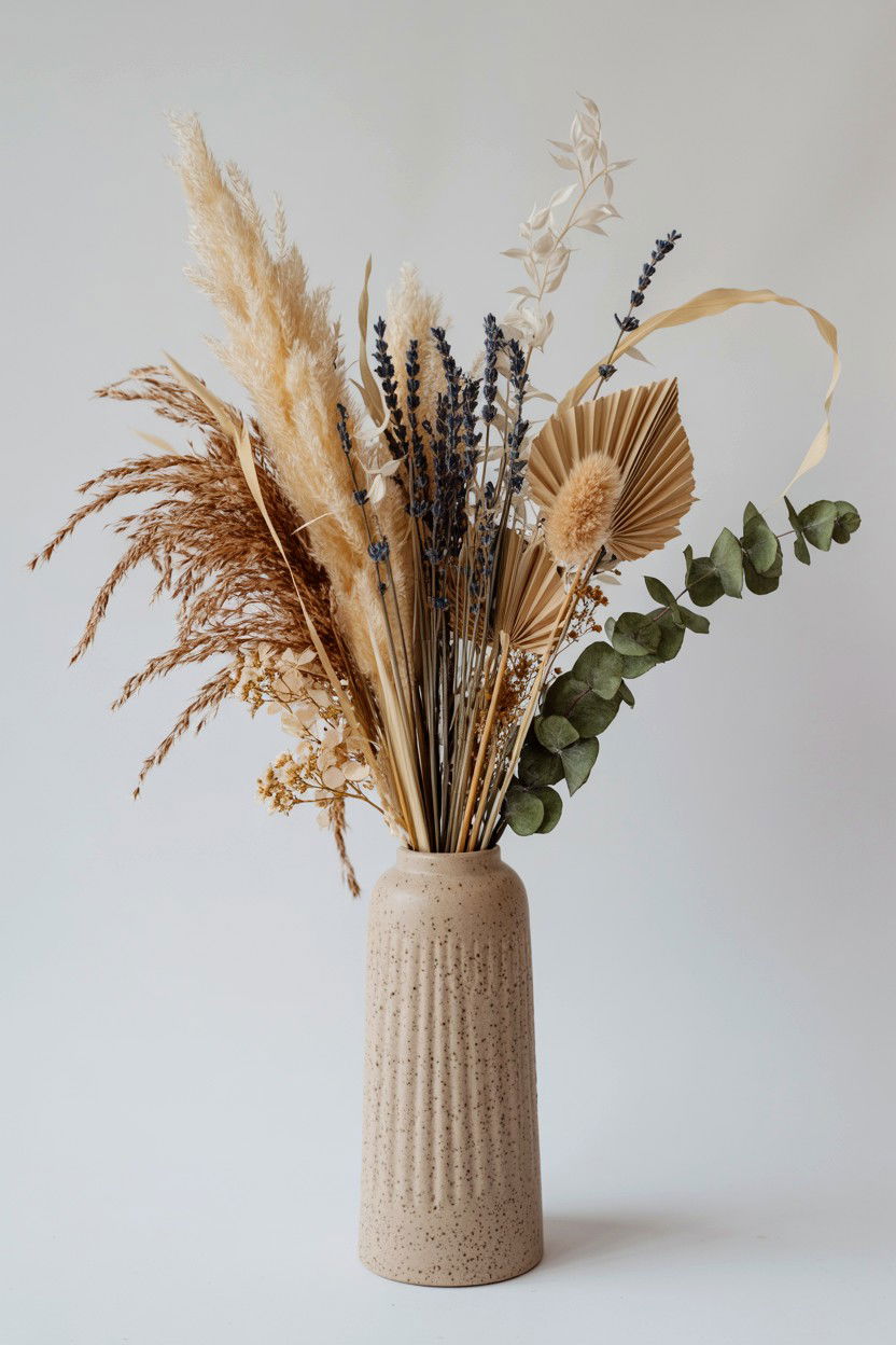 Dried Flower Pampas Grass Vase - 25 Valentine's Day Flower Vase Ideas