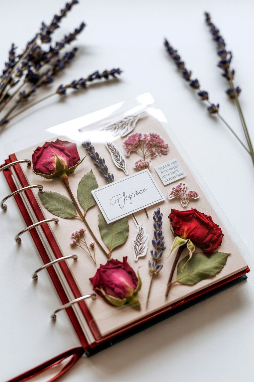 Dried Flower Scrapbook - 25 Valentine's Day Scrapbook Layout Ideas