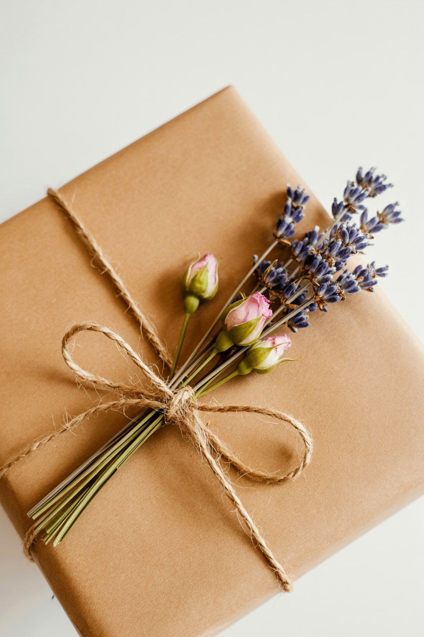 Dried Flower Sprig - 25 Valentine's Day Kraft Paper Wrap Ideas