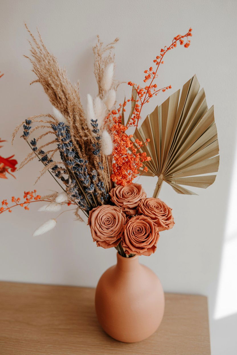 Dried Flower Table Decor - 25 Valentine's Day Flower Centerpiece Ideas