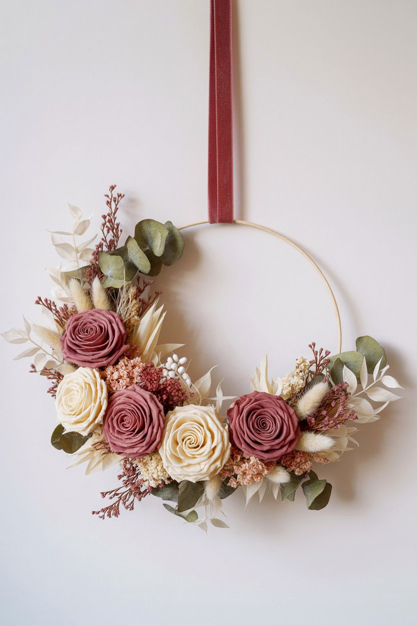 Dried Flower Valentine Wreath - 25 Valentine's Day Door Decorations