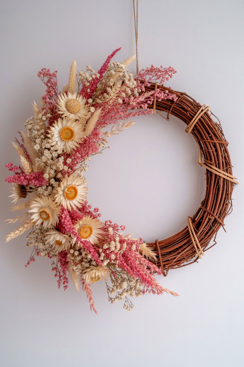 Dried Flower Wreath - 25 Valentine's Day Preserved Flower Ideas