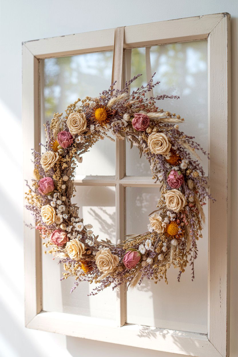 Dried Flower - 25 Simple Valentine's Day Wreath Ideas