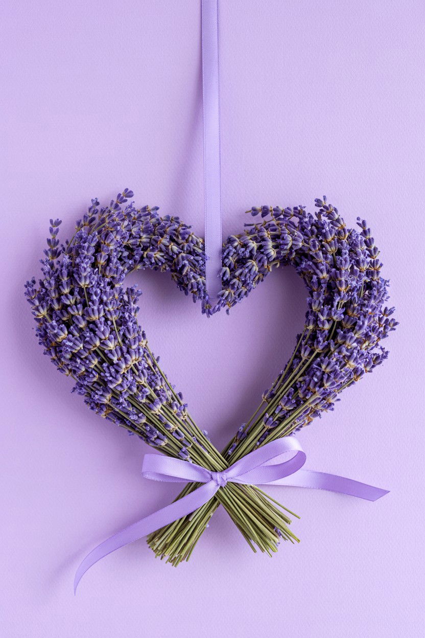 Dried Lavender Heart - 25 Heart Shaped Wreath Ideas