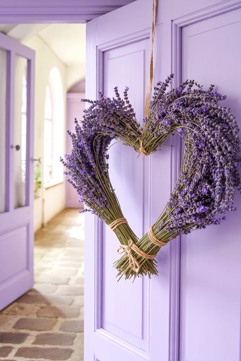 Dried Lavender - 25 Elegant Valentine's Day Wreath Ideas