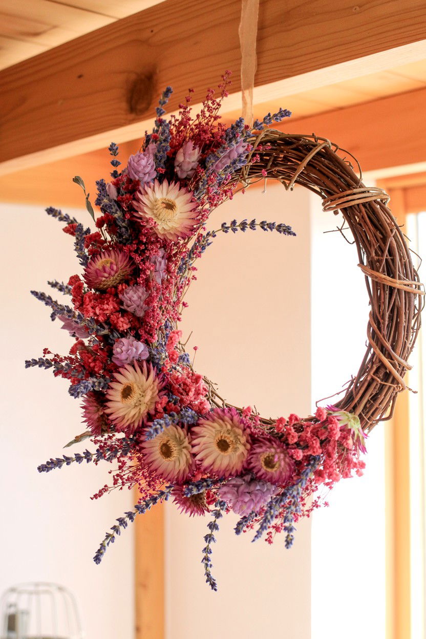 Dried flower Valentine wreath - 25 Flower Valentine's Day Wreath Ideas