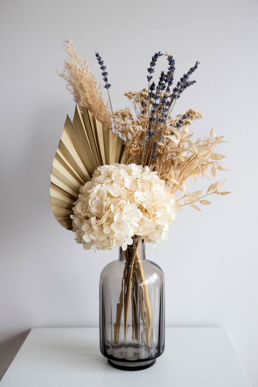 Dried flower arrangement - 25 Valentine's Day Shelf Decor Ideas
