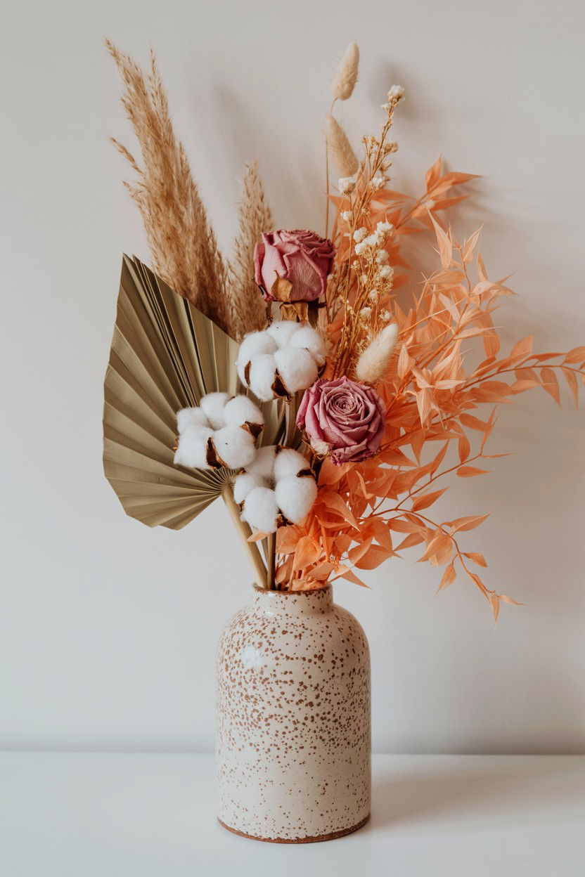 Dried flower table arrangement - 25 Valentine's Day Centerpiece Ideas