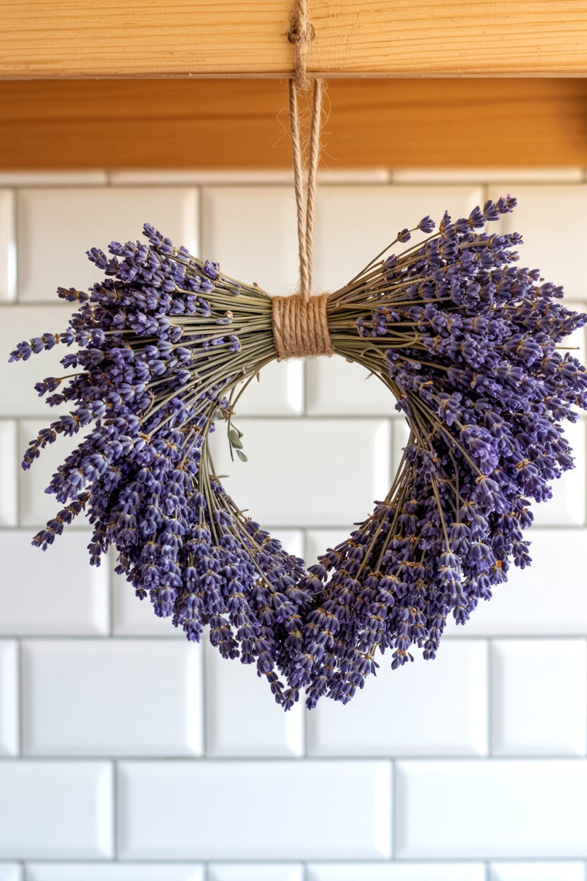 Dried lavender wreath - 25 Farmhouse Valentine's Day Wreath Ideas