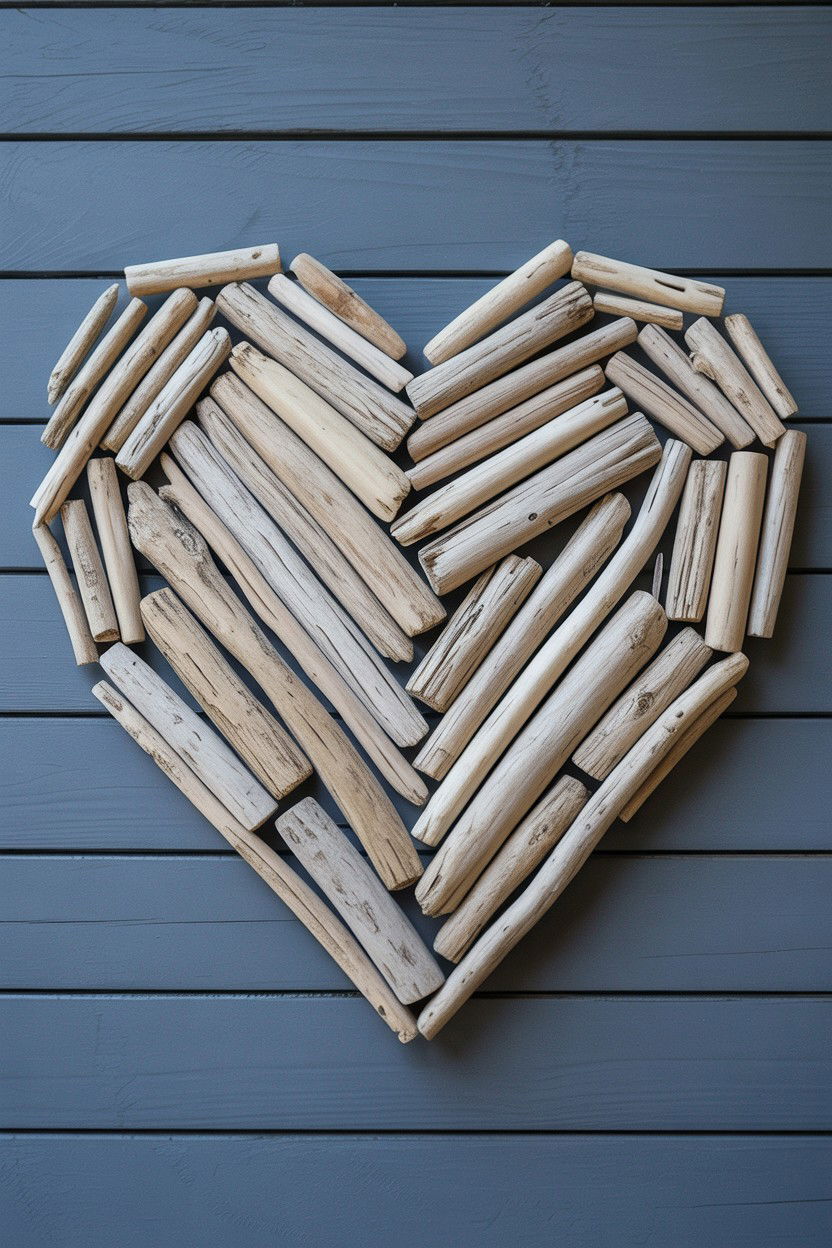Driftwood Heart Art - 25 Rustic Valentine's Day Sign Ideas
