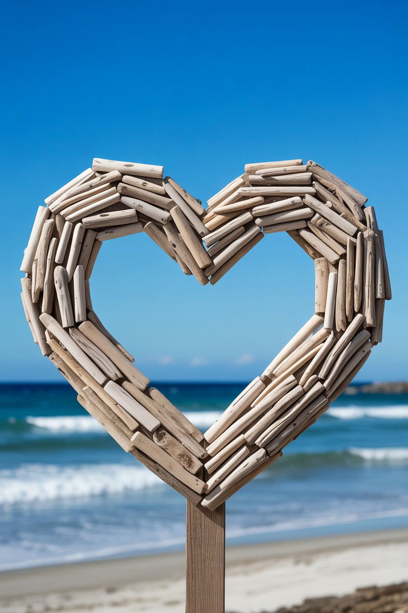 Driftwood Heart Sign - 25 Valentine's Day Heart Sign Ideas