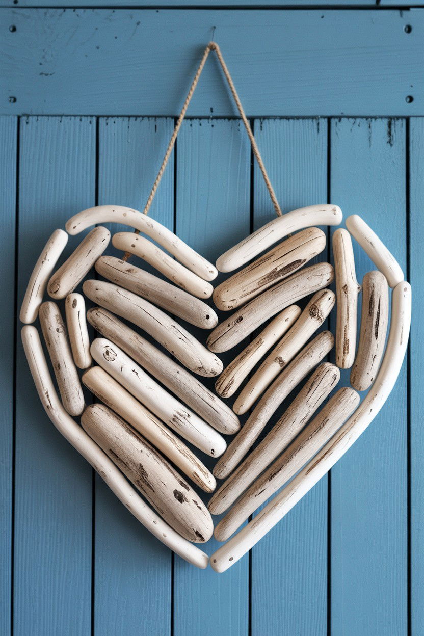 Driftwood Heart Wall Hanging - 25 Rustic Valentine's Day Decorations