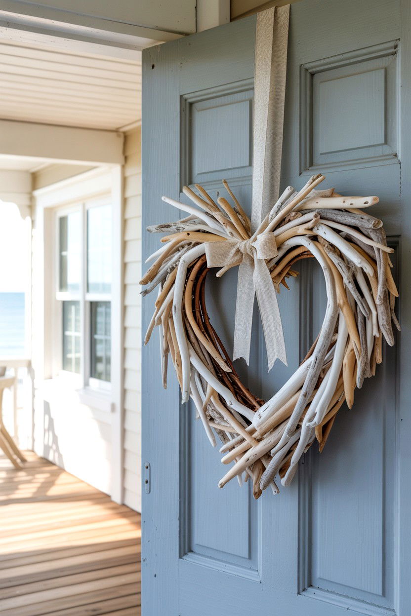 Driftwood Heart - 25 Elegant Valentine's Day Wreath Ideas