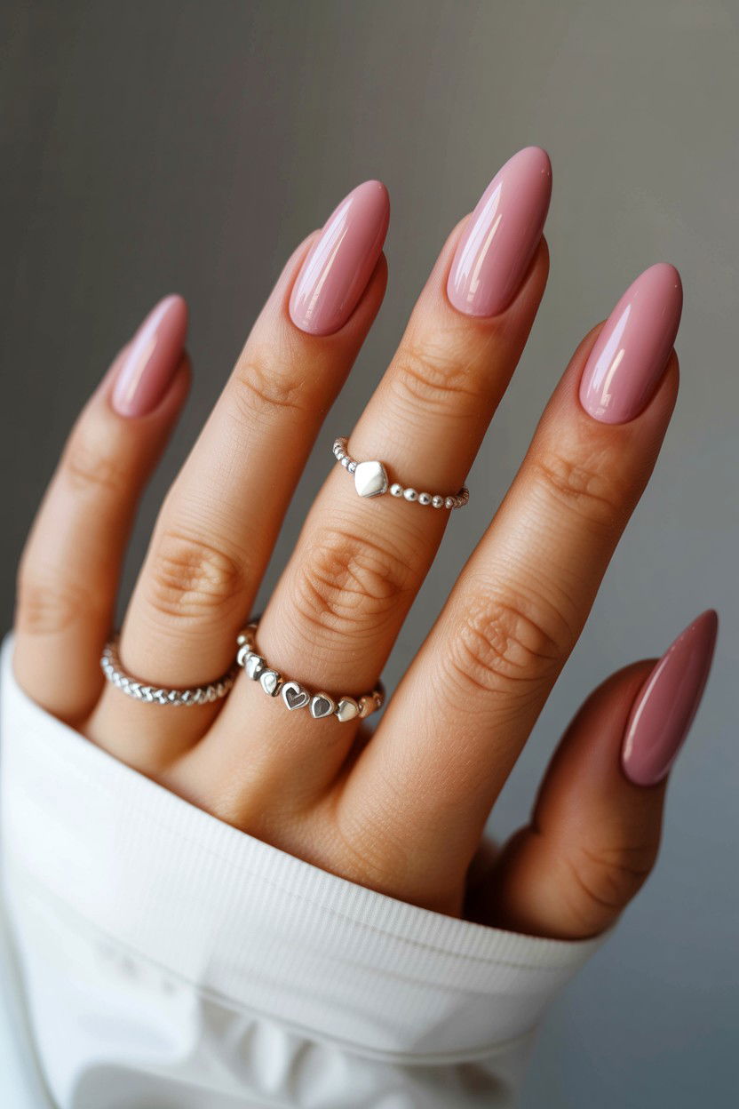 Dusty Rose Nails - 25 Pink Valentine's Day Nail Ideas