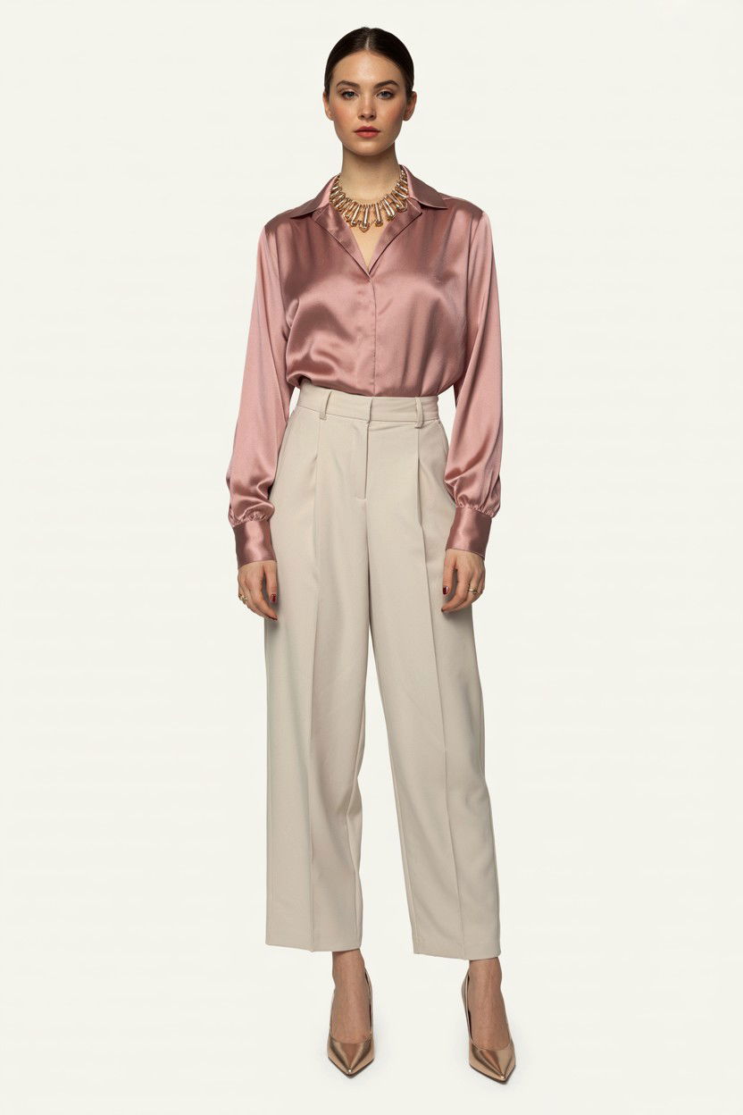Dusty Rose Silk Blouse - 25 Valentine's Day Blush Looks
