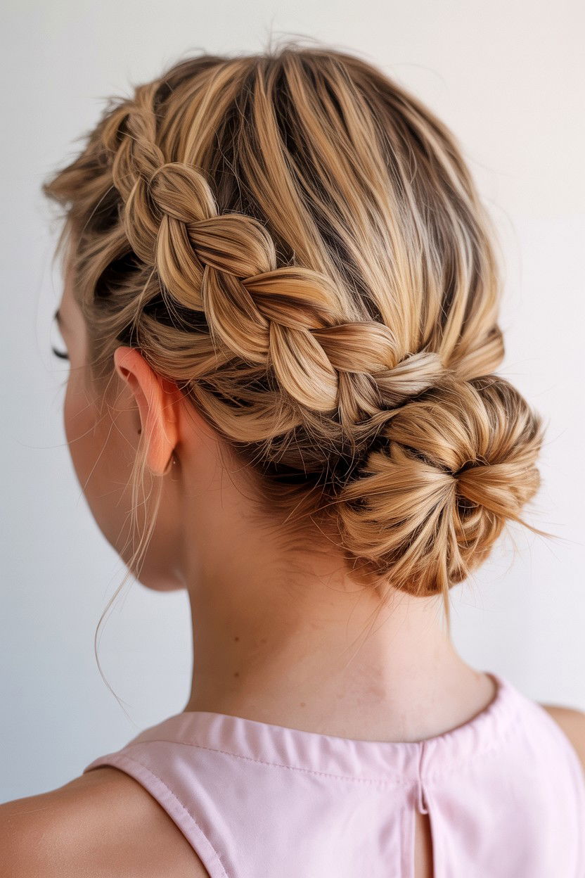 Dutch Braid Low Bun - 25 Valentine's Day Low Bun Hairstyles