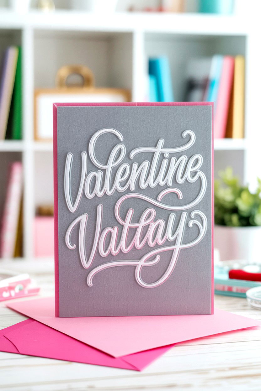 Embossed Calligraphy Valentine - 25 Calligraphy Valentine's Day Card Ideas