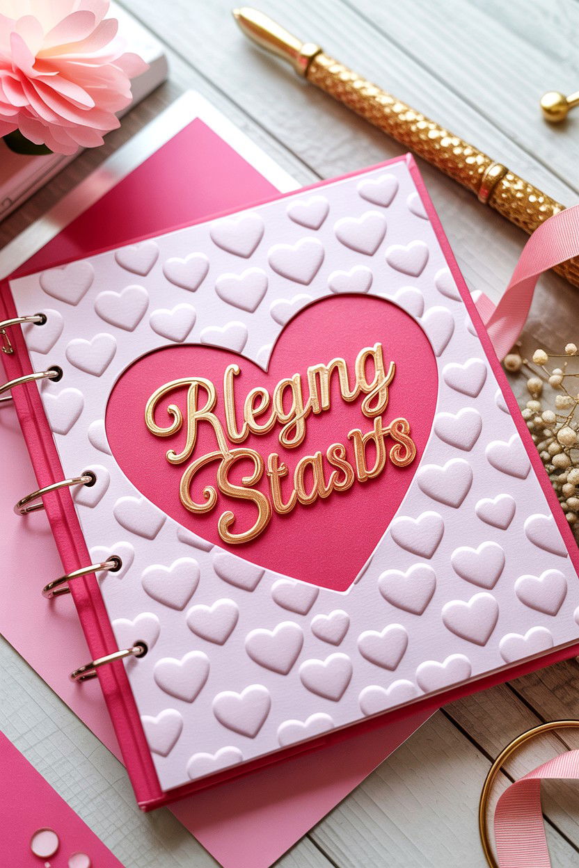 Embossed Heart Scrapbook - 25 Valentine's Day Scrapbook Layout Ideas