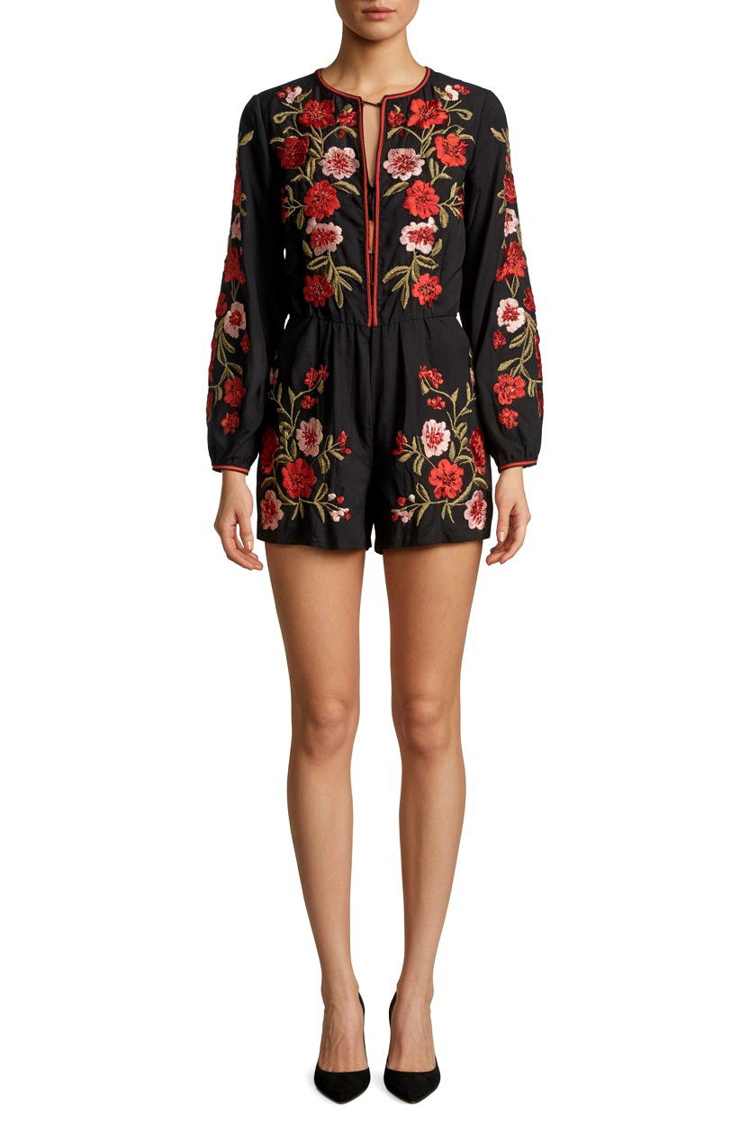 Embroidered Floral Romper - 25 Valentine's Day Romper Ideas